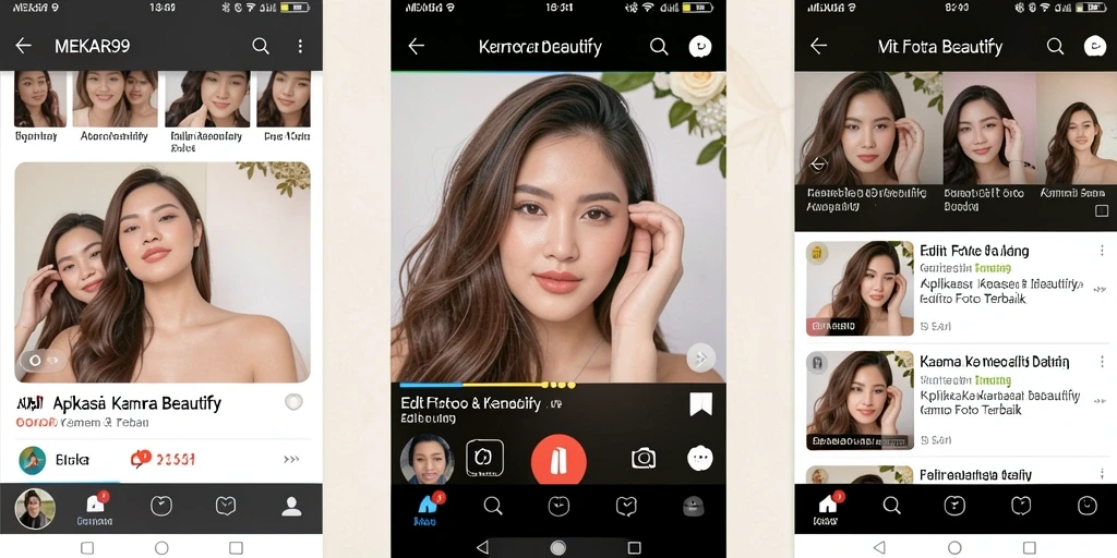 Tampilan antarmuka MEKAR99 untuk fungsi Kamera Beautify yang sederhana dan intuitif.
