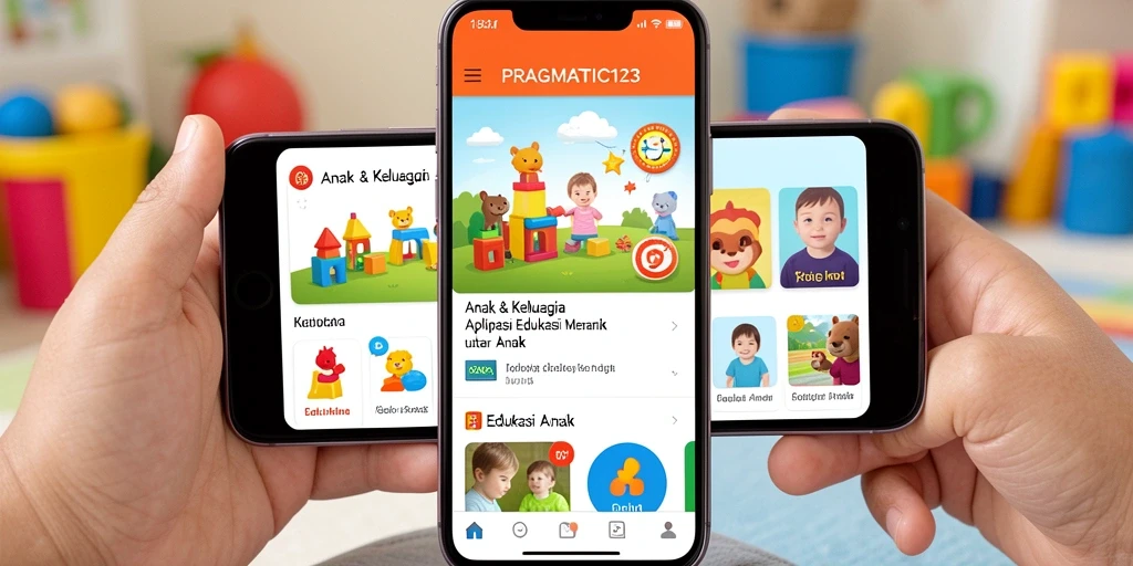 Antarmuka menarik dan interaktif dari aplikasi PRAGMATIC123 untuk anak-anak.