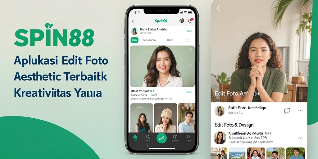 Tampilan antarmuka SPIN88 dengan fitur edit foto aesthetic.