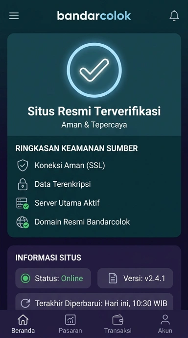 Tampilan kanal resmi bandarcolok