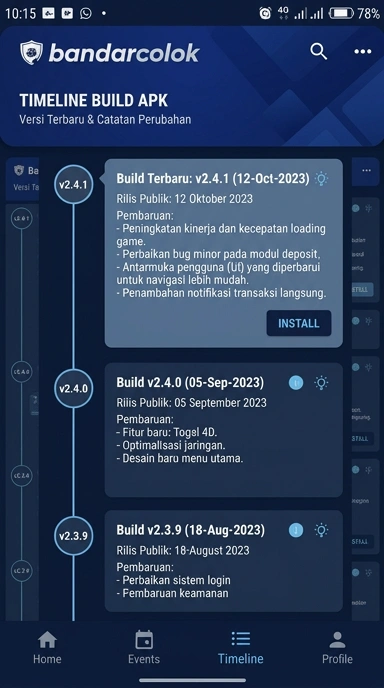 Tampilan riwayat versi bandarcolok